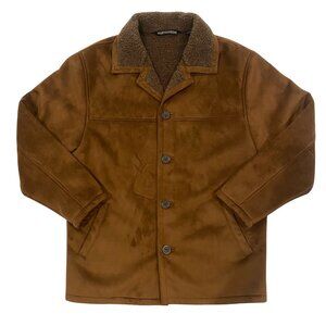 Weatherproof XL Faux Suede Sherpa Bomber Jacket w/ Phone Pouch